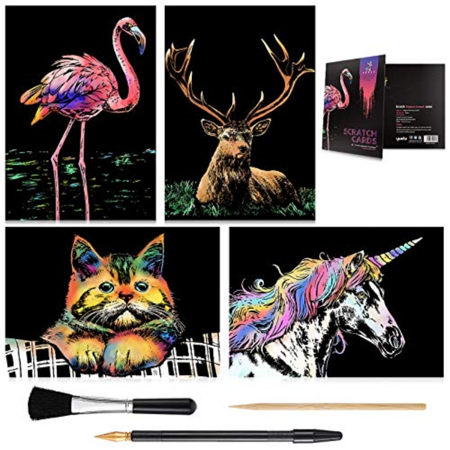 Art Craft With Paper - Rainbow Scratch Art Painting Paper A4