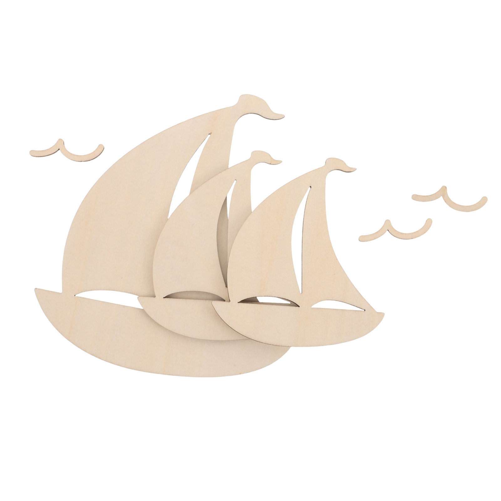 Art And Craft For Nursery - 6Pcs Unfinished Wood Sailboat Cutouts for