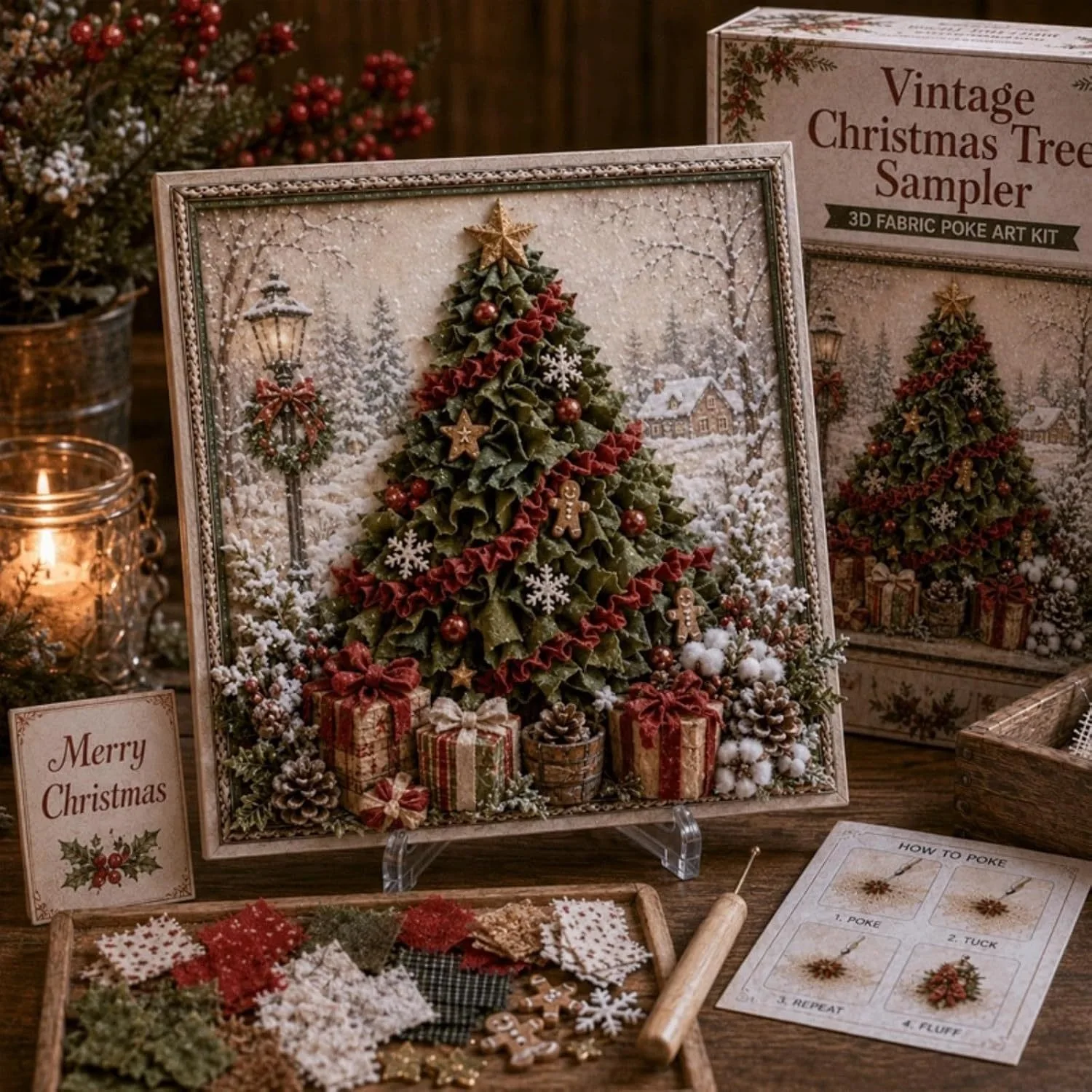 Vintage Christmas Fabric Poke  - Art Craft Kit review and price