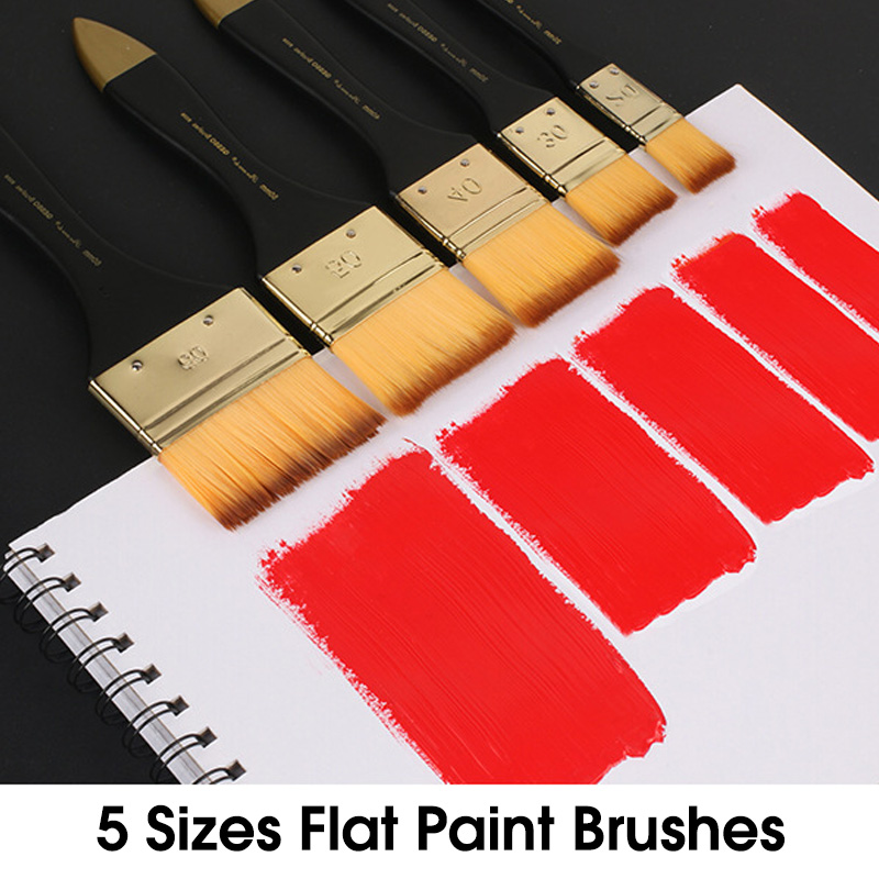 5 Sizes Flat Paint Brushes,Nyl - Gouache Paint Set review and price